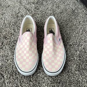 Vans Pink and White checkered  size womens 10 mens 8.5 worn once